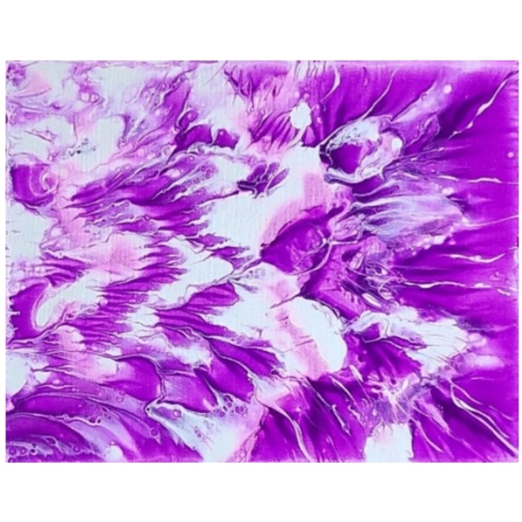 Hand Crafted Purple and White Abstract Design 11x14 Inches Canvas Painting - Picture 4 of 5